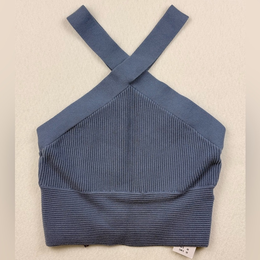 Abercrombie & Fitch Ottoman Rib Criss Cross Tank | Blue | Size M | NWT - Picture 2 of 7